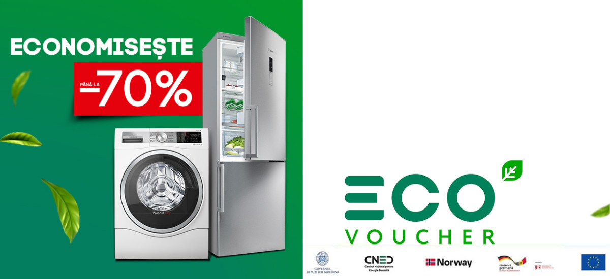 Schimbă tehnica veche pe una nouă! Economisește până la 70% din costul produsului cu programul Eco Voucher