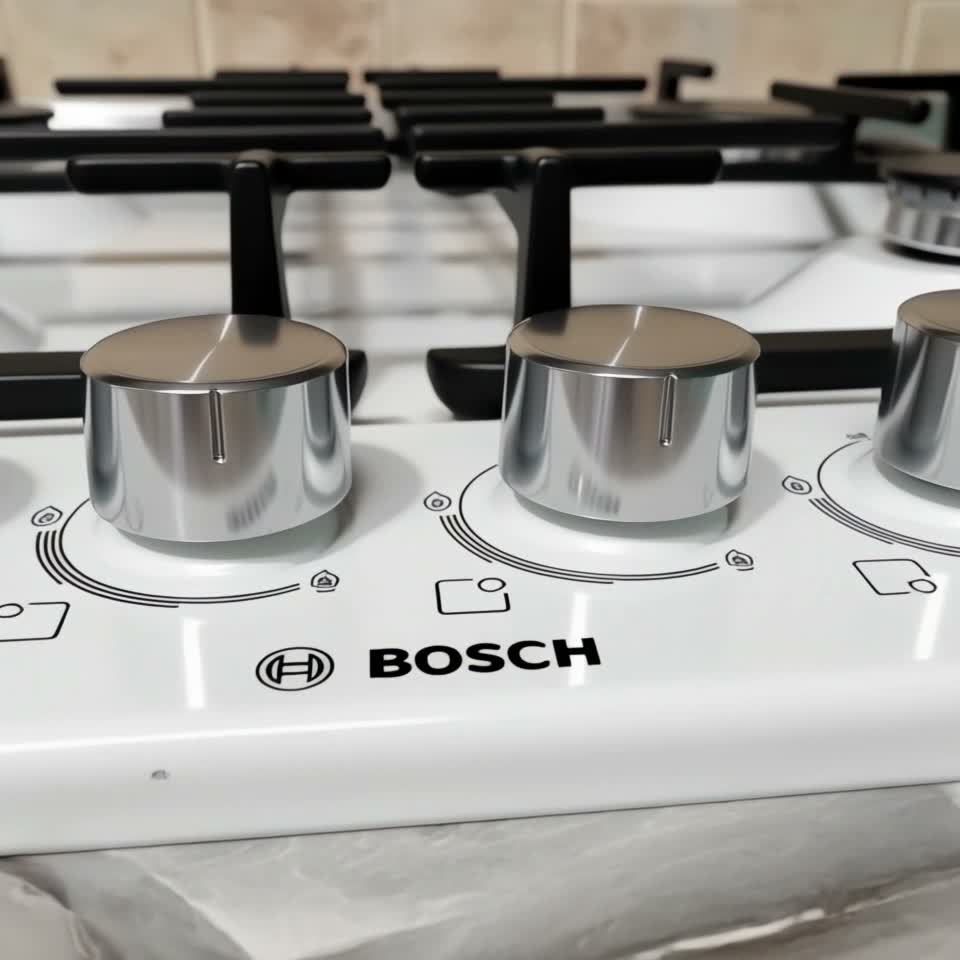 Встраиваемая газовая панель Bosch PGP6B2O92R Эмаль конфорки 4 шт. — Видеообзор