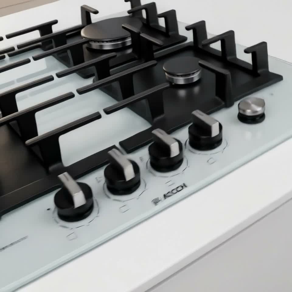 Встраиваемая газовая панель Bosch PPP6A2M90R Закаленное стекло конфорки 4 шт. — Видеообзор