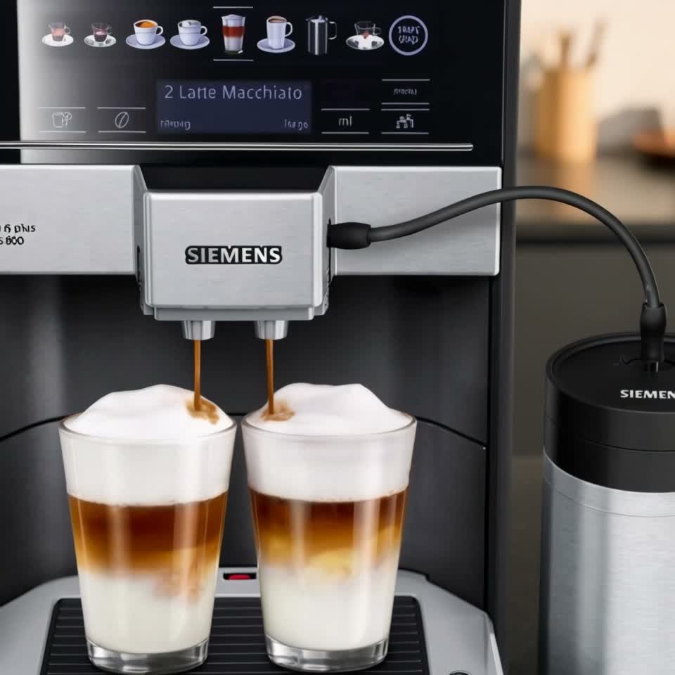 Aparat de cafea Siemens TE658209RW, 19 bar, Negru, argintiu — Recenzie video