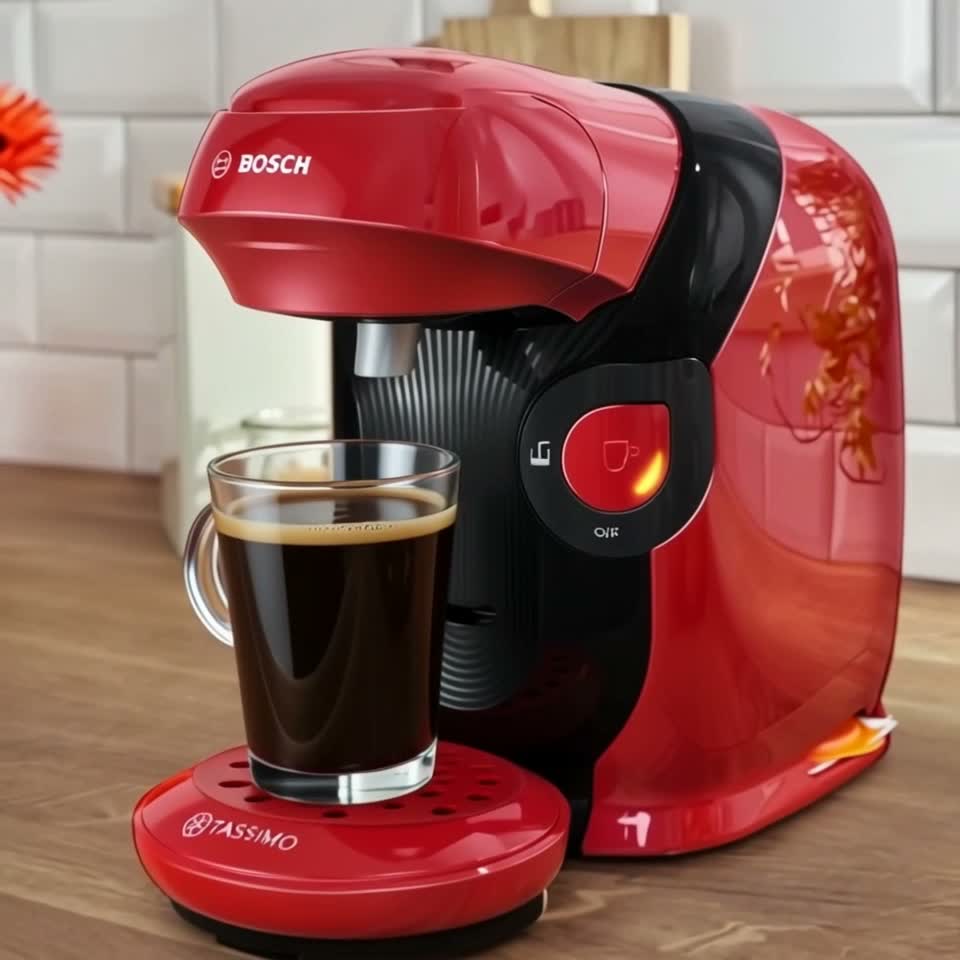 Кофемашина Bosch TAS113E, 3.3 бар, Red — Видеообзор