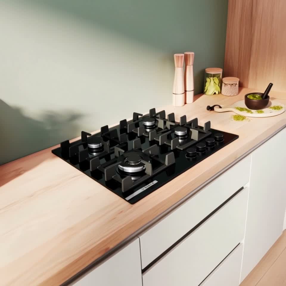 Встраиваемая  газовая панель Bosch PNK6B6P41R — Видеообзор